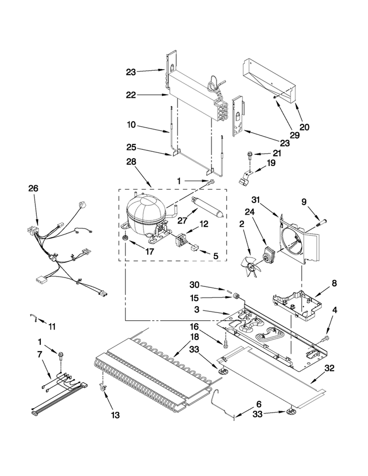 Unit Parts Diagram and Parts List for AFF2534FES8  Amana Refrigerator