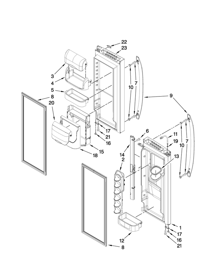 Refrigerator Door Parts Diagram and Parts List for 7MI2569VEM3  Maytag Refrigerator