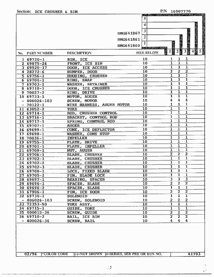 Ice Crusher And Bin Page 2 Diagram and Parts List for 641861  Admiral Refrigerator
