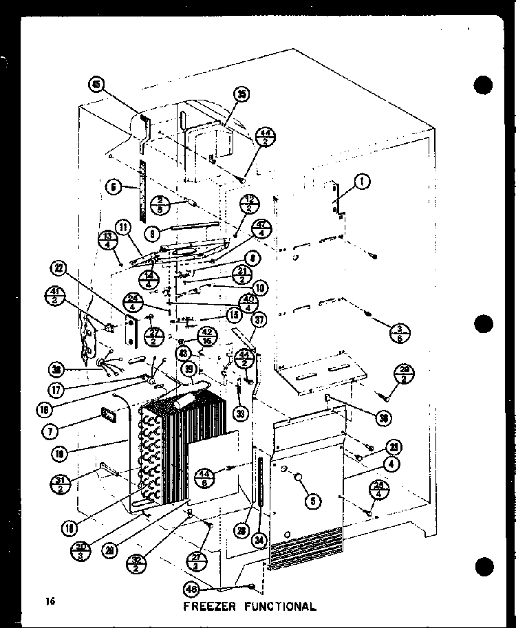 Freezer Functional Diagram and Parts List for SR19F1-L-P77000-8WL  Amana Refrigerator