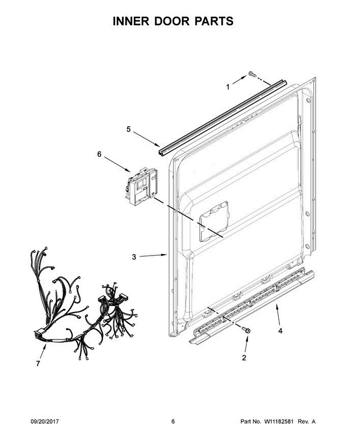 04 - Inner Door Parts Diagram and Parts List for JDB9200CWS3  Jenn-Air Dishwasher