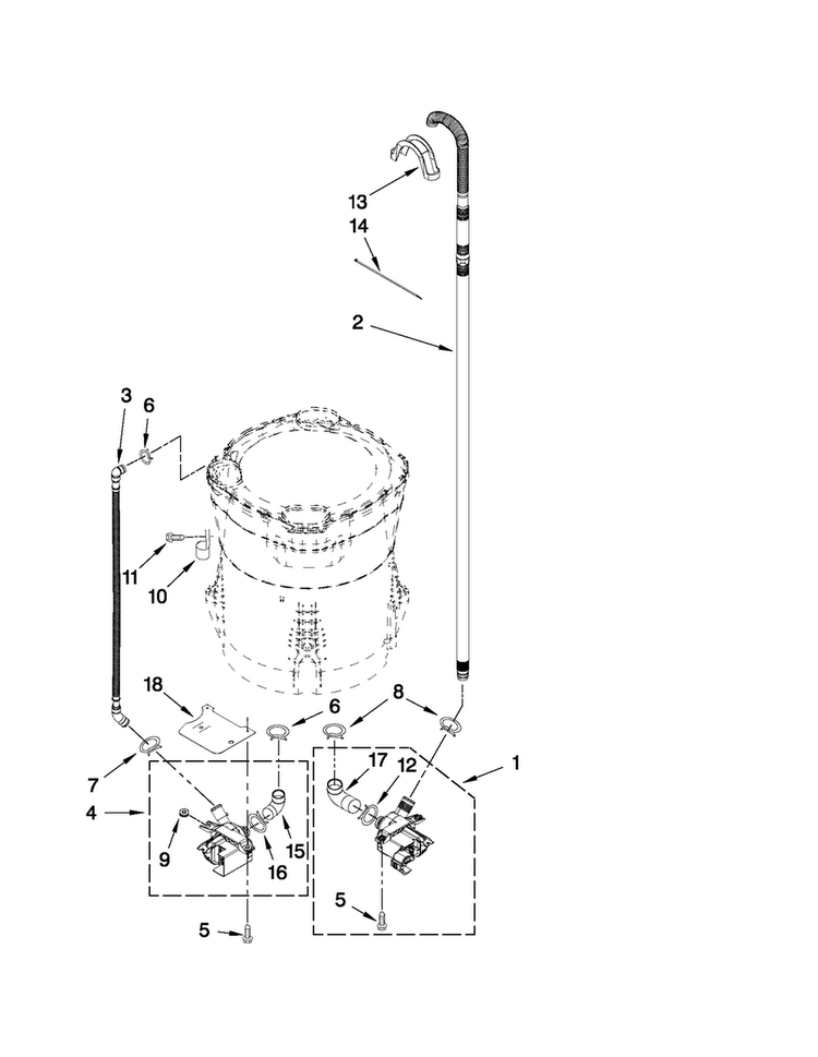 Pump Parts Diagram and Parts List for MVWB455YQ0  Maytag Washer