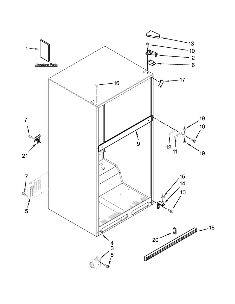 Cabinet Parts Diagram and Parts List for M8TXEGFBS02  Maytag Refrigerator