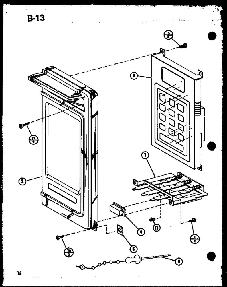 Control Panel Diagram and Parts List for RR-810 P75592-4M Amana Microwave