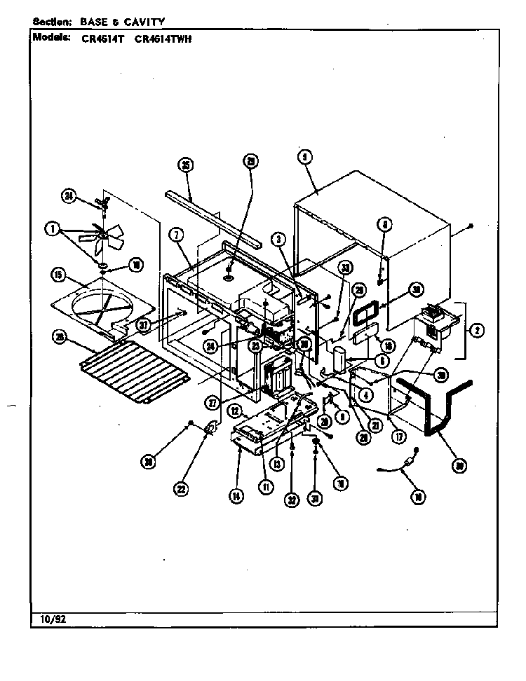 Base & Cavity Diagram and Parts List for CR4614T  Crosley Microwave