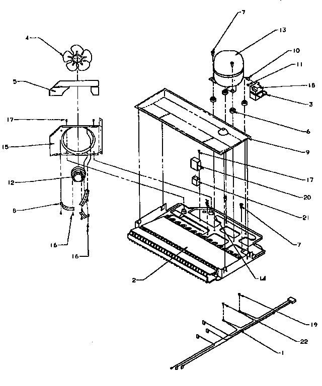 Compressor Compartment Diagram and Parts List for THI18S3W-P1195401W  Amana Refrigerator
