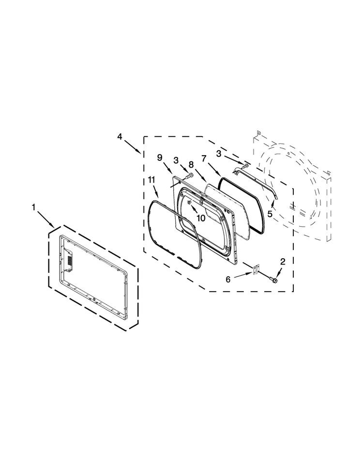 Door Parts Diagram and Parts List for MEDX700AG0  Maytag Dryer