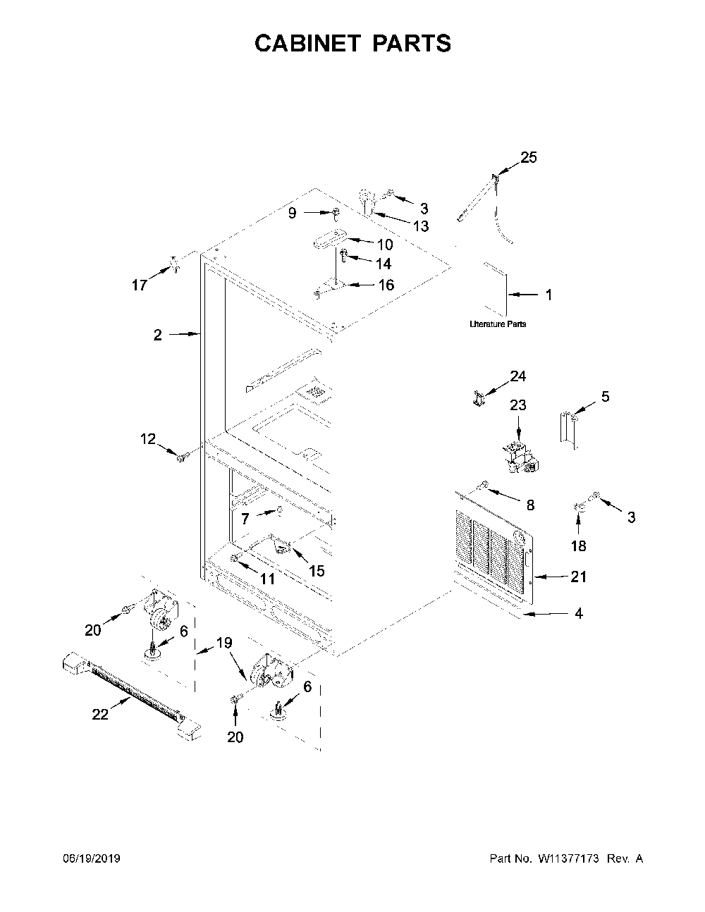 Cabinet Parts Diagram and Parts List for 59679343511  Kenmore Refrigerator
