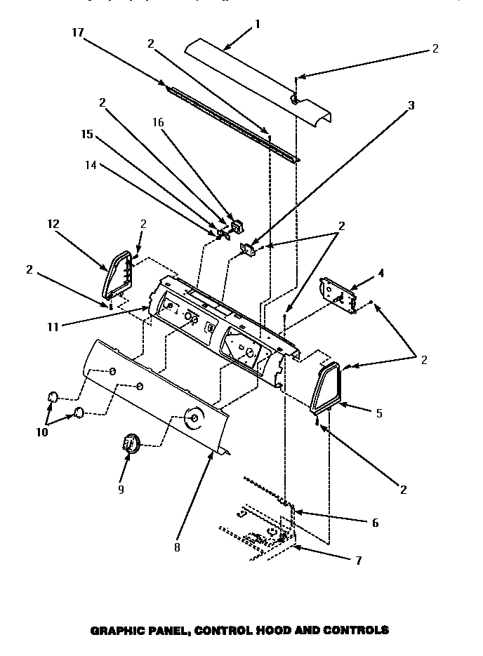 Graphic Panel, Control Hood & Controls Diagram and Parts List for LG4429L P1158901WL Amana Dryer