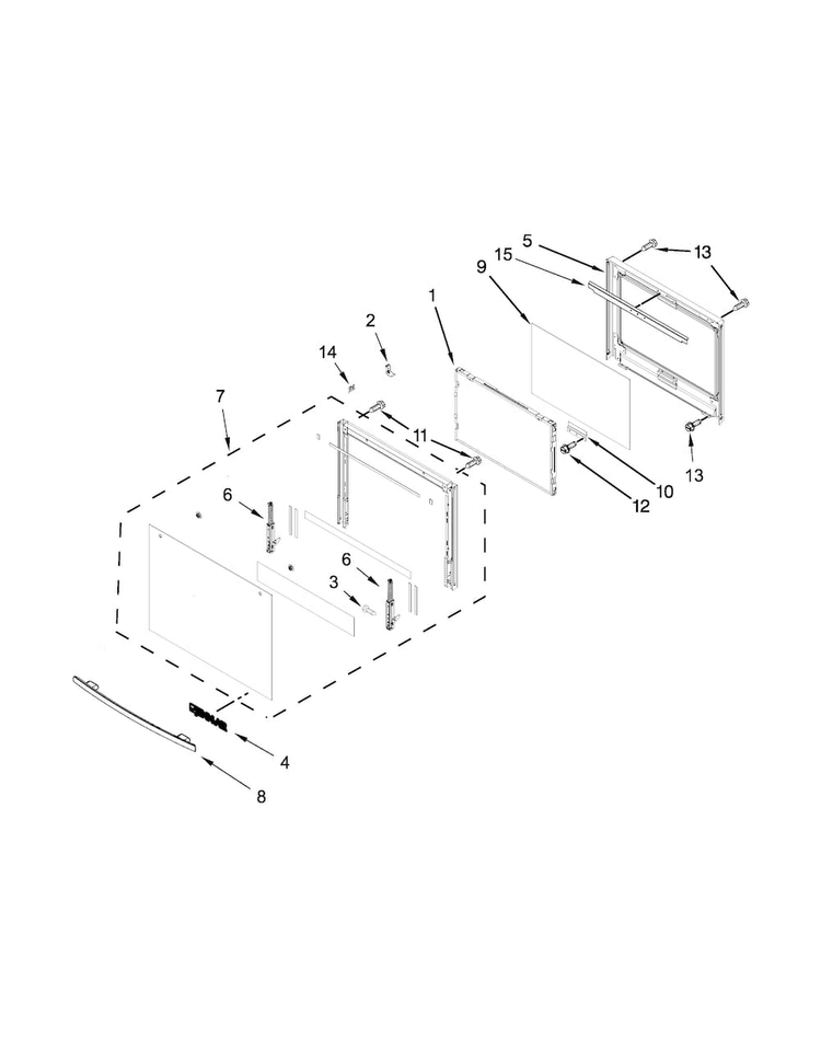 Oven Door Parts Diagram and Parts List for JJW3430DB00  Jenn-Air Wall Oven