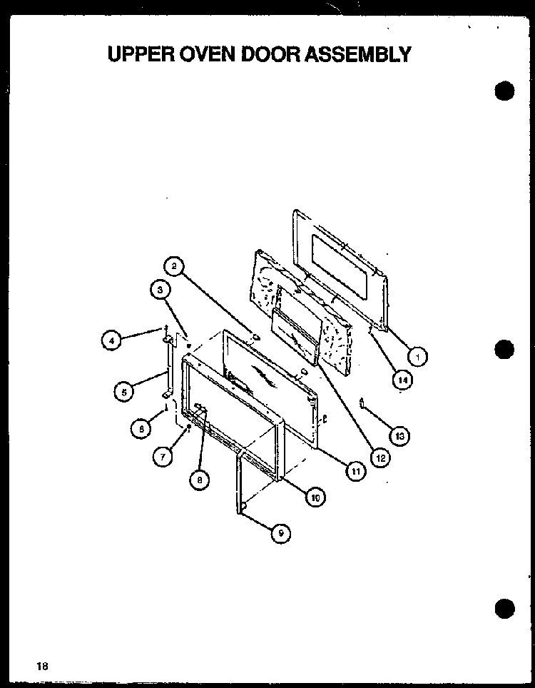 Upper Oven Door Assembly Diagram and Parts List for SBE56FXW P1137959NW Amana Range