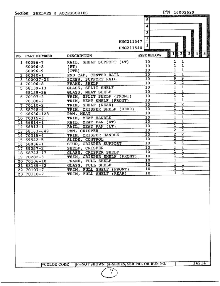 Shelves And Accessories Page 2 Diagram and Parts List for 211540  Admiral Refrigerator