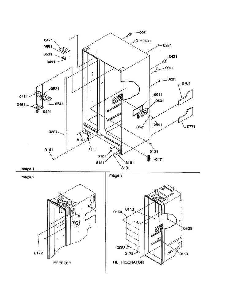 Cabinet Diagram and Parts List for SSD25TE-P1314201WE  Amana Refrigerator