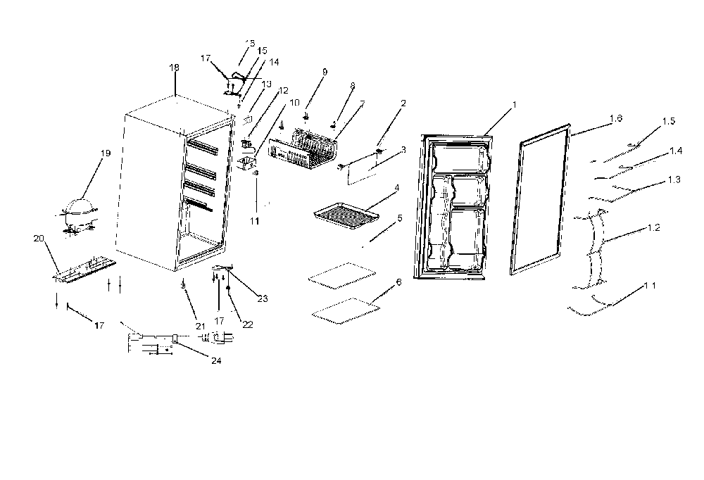 Refrigerator Diagram and Parts List for 25599782  Kenmore Refrigerator