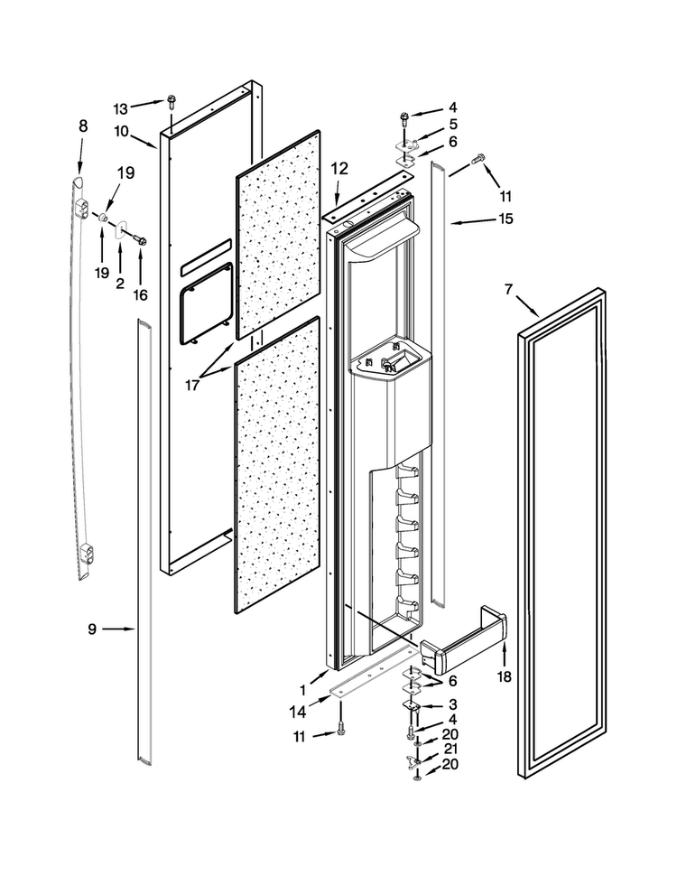 Freezer Door Parts Diagram and Parts List for JS42SSDUDE00  Jenn-Air Refrigerator