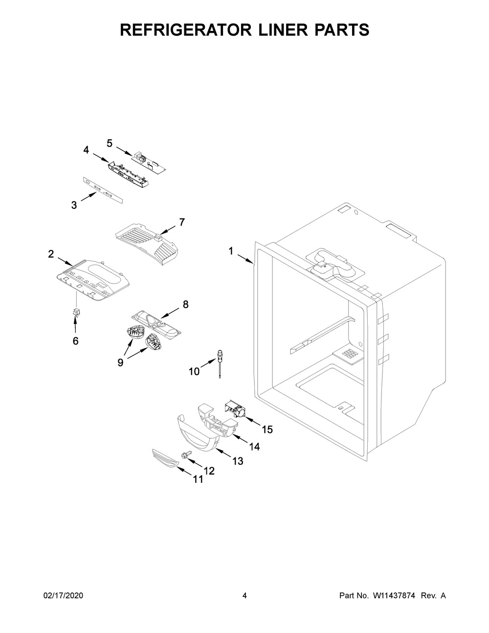 Refrigerator Liner Parts Diagram and Parts List for MBR1957FEZ04  Maytag Refrigerator