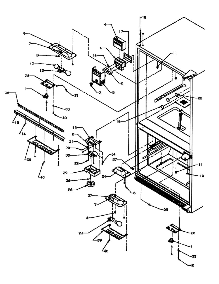 Control Switches/lights Diagram and Parts List for BX22A2W-P1161606WW  Amana Refrigerator