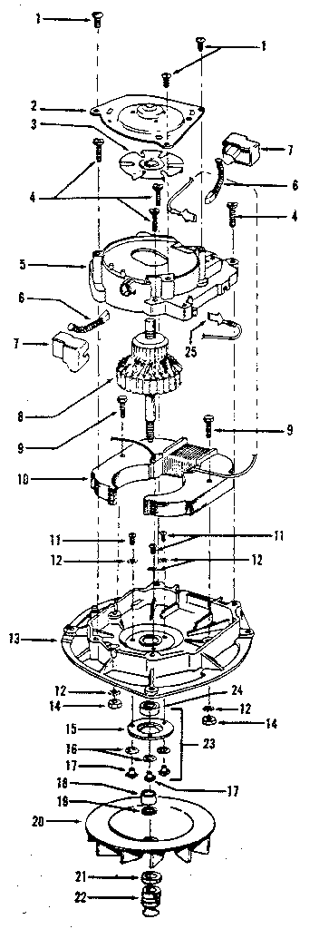 Motor Assembly Diagram and Parts List for U4531  Hoover Upright Vacuum
