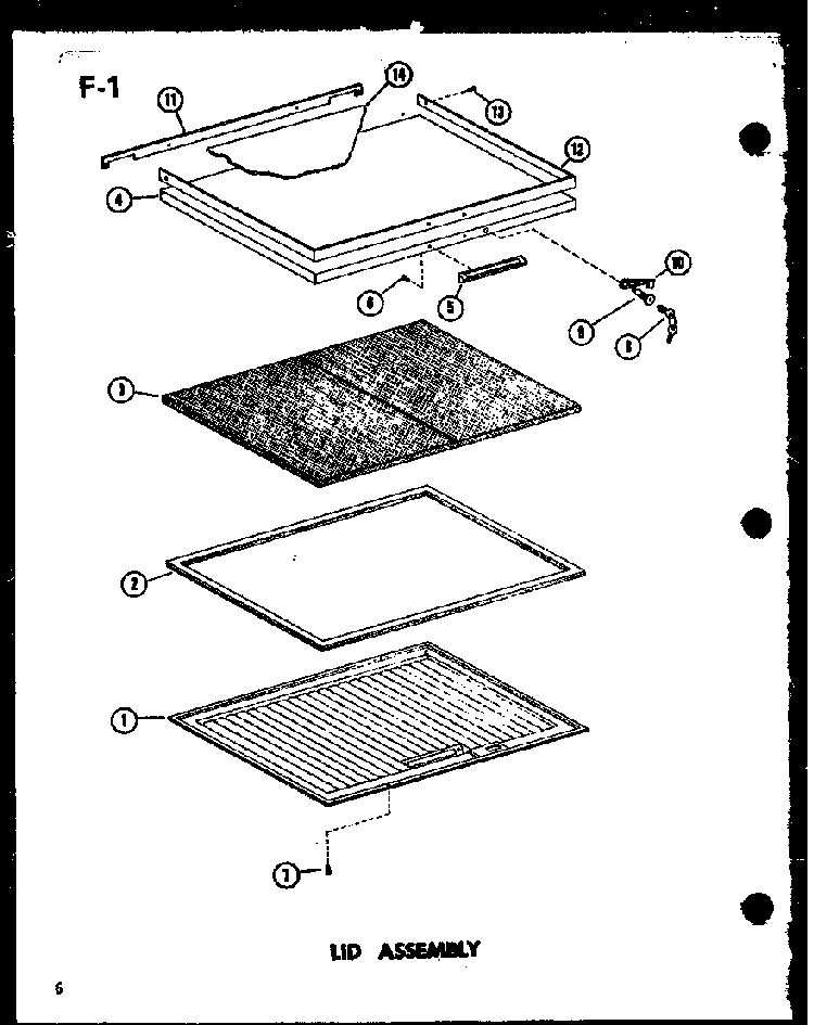 Lid Assembly Diagram and Parts List for CD-10B-A P60330-92WA Amana Freezer