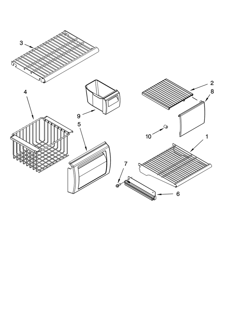 Freezer Shelf Parts Diagram and Parts List for JS48CXFXDB01  Jenn-Air Refrigerator