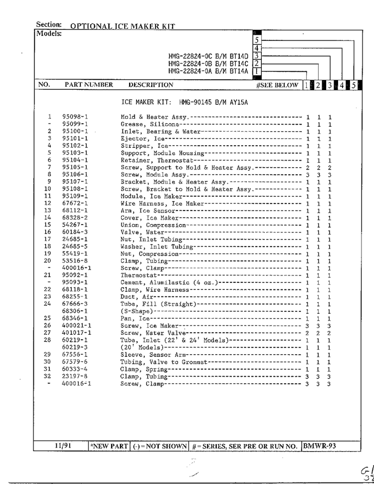 Optional Ice Maker Kit Page 2 Diagram and Parts List for 22824-0B  Admiral Refrigerator