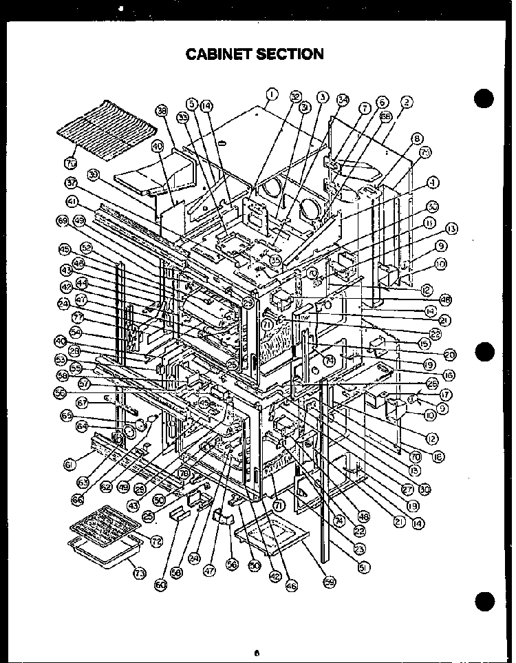 Cabinet Section Diagram and Parts List for PHO203UWW  Amana Wall Oven