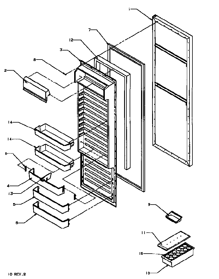 Refrigerator Door Diagram and Parts List for SS22NBW-P1162706WW  Amana Refrigerator