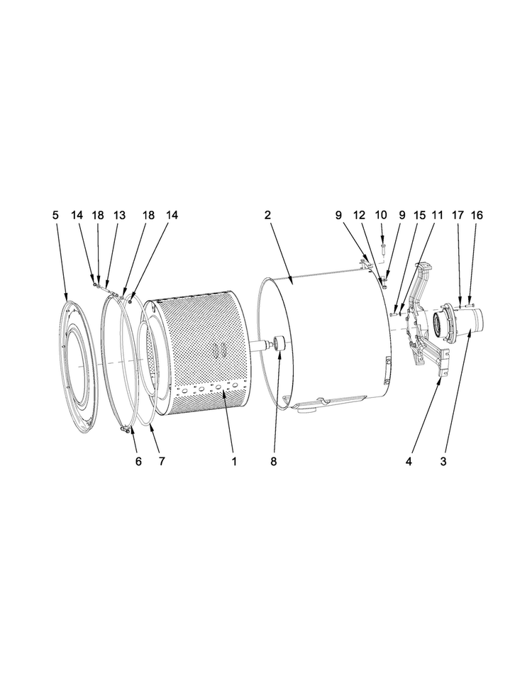 Drum And Tub Parts Diagram and Parts List for MXR40PDATS  Maytag Washer