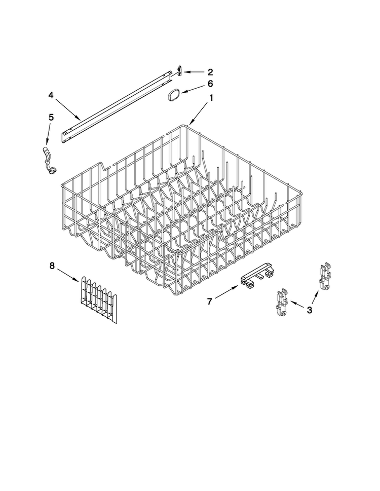 Upper Rack And Track Parts Diagram and Parts List for ADB1400AWB2  Amana Dishwasher