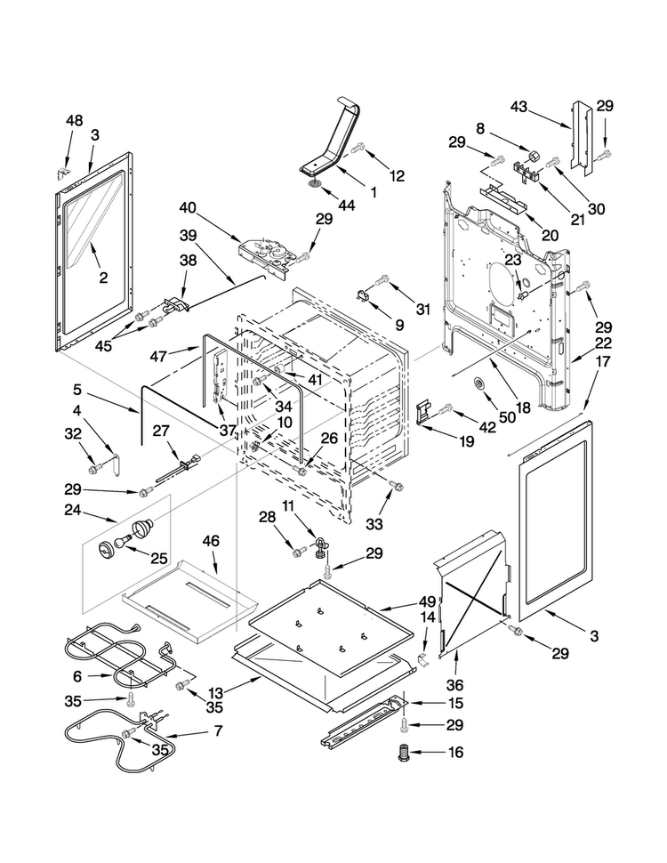 Chassis Parts Diagram and Parts List for MER7662WT0  Maytag Range