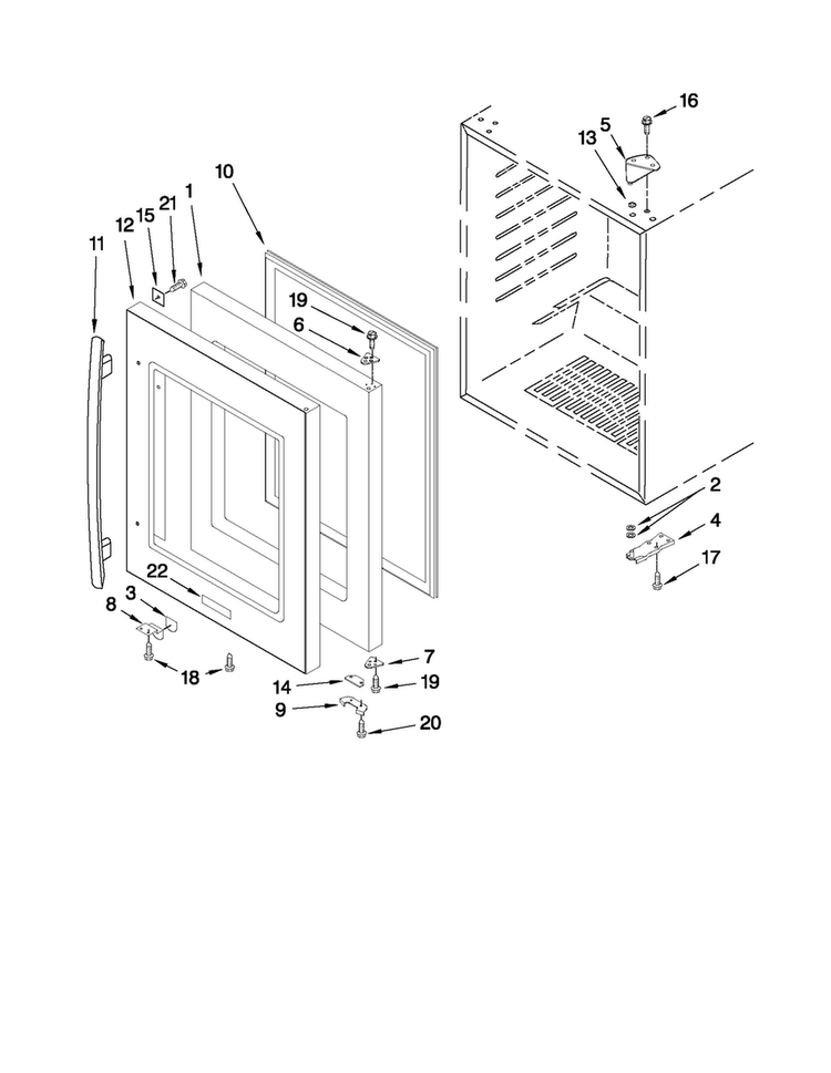 Door Parts Diagram and Parts List for JUB248RWRS01  Jenn-Air Wine and Beverage Cooler
