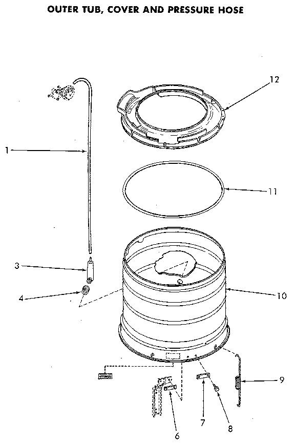 Outer Tub Diagram and Parts List for NA6821L33838  Speed Queen Washer