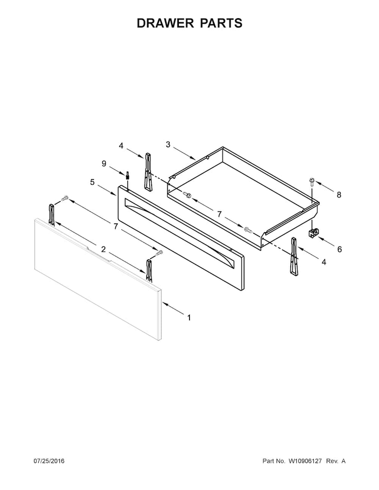 Drawer Parts Diagram and Parts List for AER6603SFB0  Amana Range