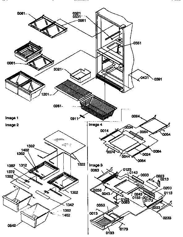 Shelving Assemblies Diagram and Parts List for 67277-P1311001WL  Amana Refrigerator