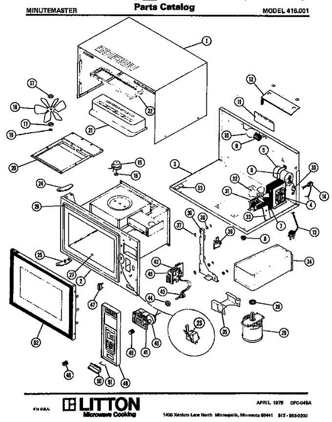 01 - Page 1 Diagram and Parts List for 416001  Litton Microwave