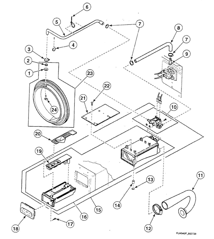 Dispenser Diagram and Parts List for SWFA71NN3069  Speed Queen Washer