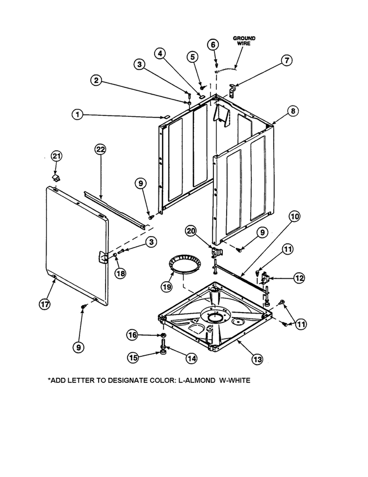 Front Panel/cabinet Diagram and Parts List for CW8413W2-PCW8413W2B  Crosley Washer