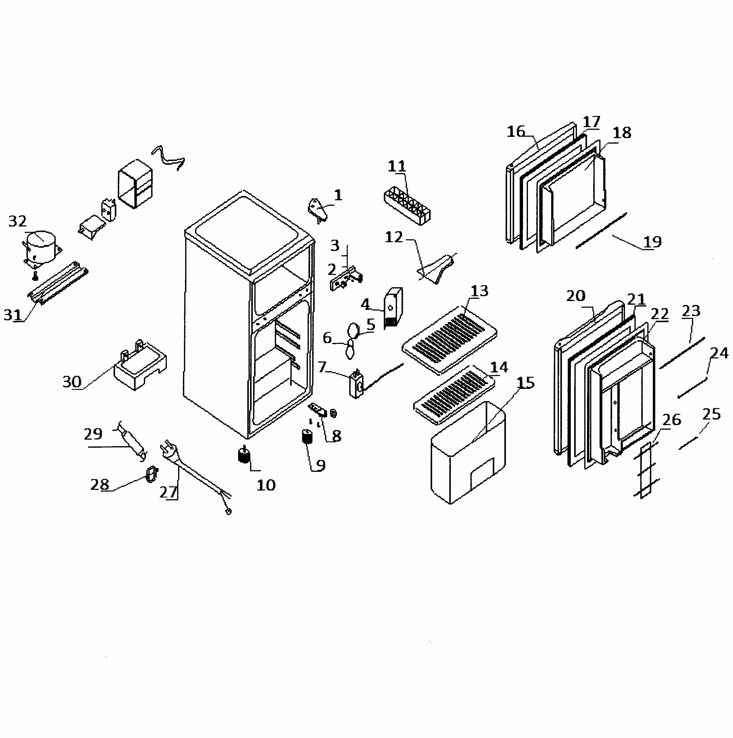 Cabinet Parts Diagram and Parts List for 25595683  Kenmore Refrigerator