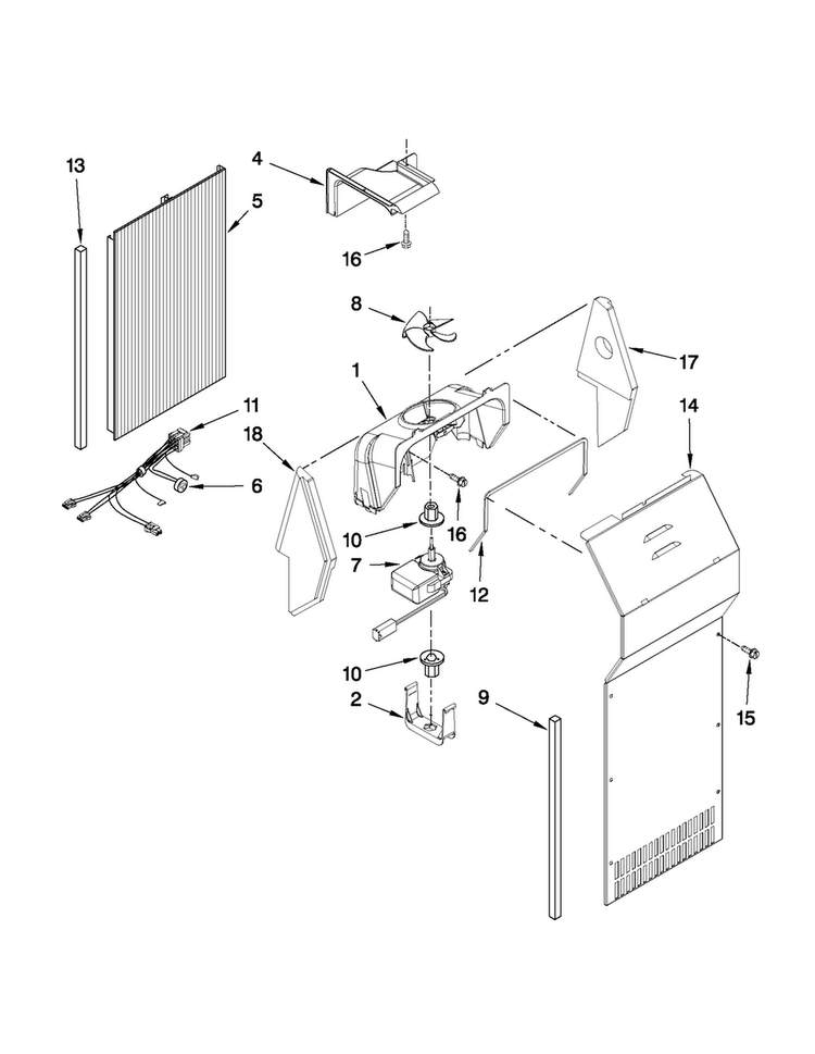 Air Flow Parts Diagram and Parts List for JCD2395WES02  Jenn-Air Refrigerator