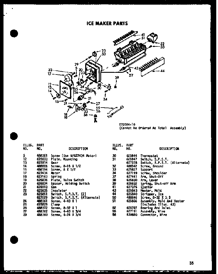 Ice Maker Parts Diagram and Parts List for SRI19E-L-P74100-5WL  Amana Refrigerator