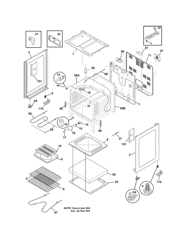 Body Diagram and Parts List for CCRE3860LWG  Crosley Range