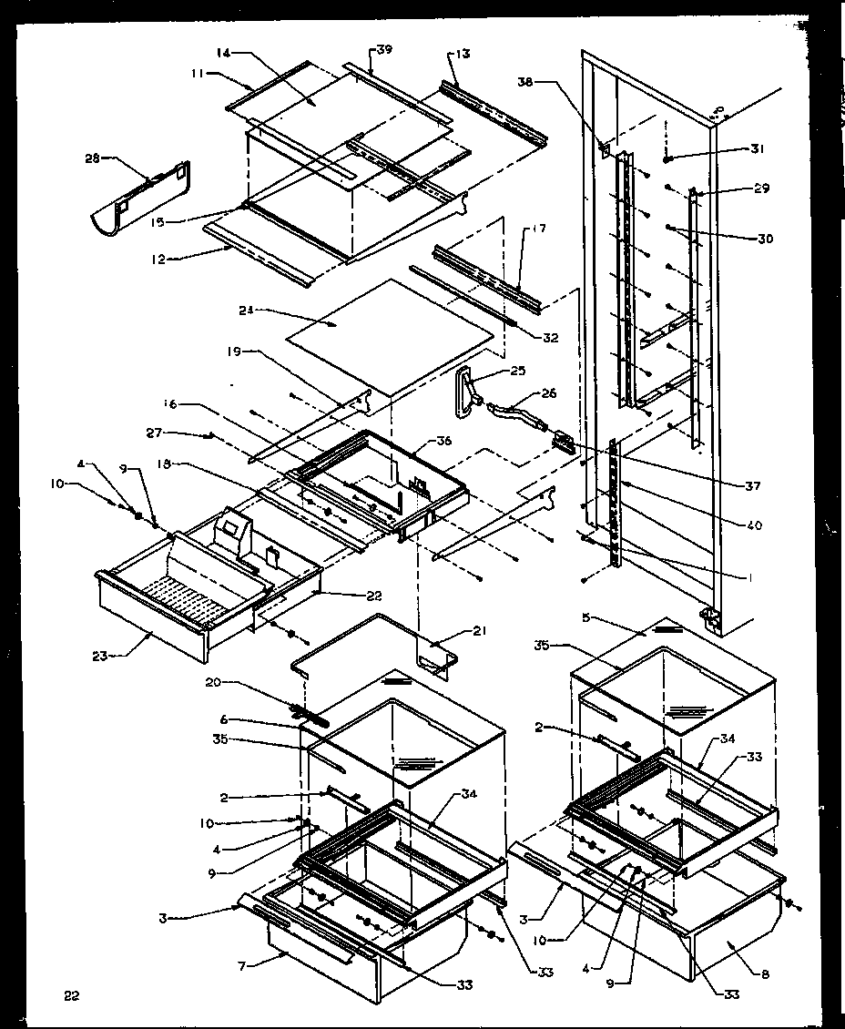 10 - REF SHELVING AND DRAWERS Diagram and Parts List for ELECREF  Maytag Refrigerator