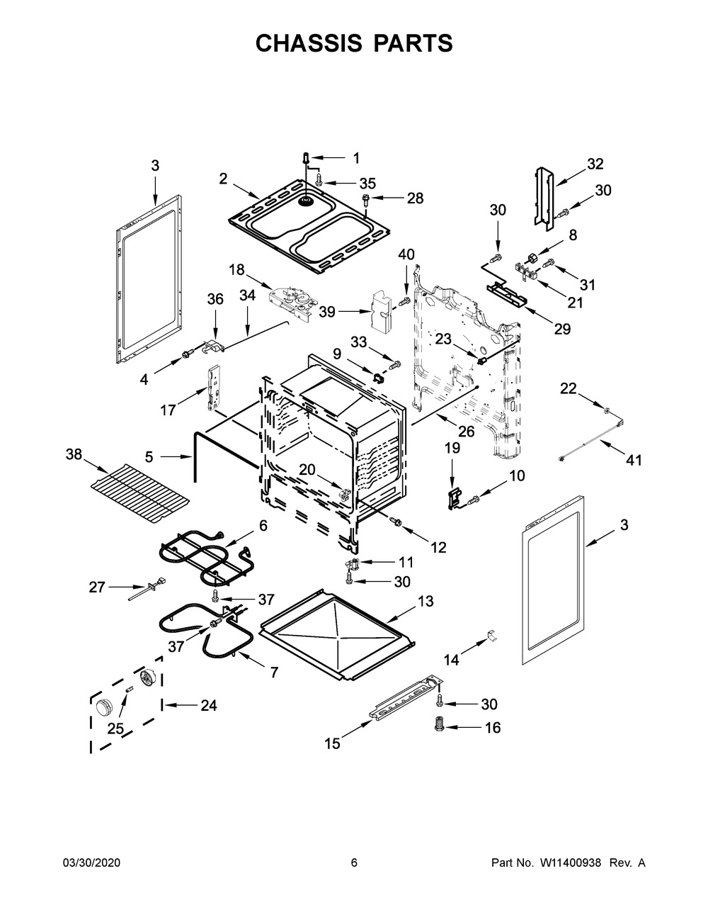 Chassis Parts Diagram and Parts List for YACR4503SFW5  Maytag Range