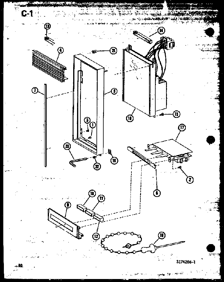 Control Panel Diagram and Parts List for RRL-10A P74751-1M Amana Microwave