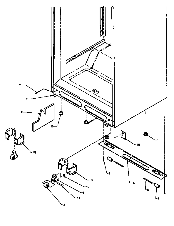 Cabinet Bottom Diagram and Parts List for TX19R2-P1158506W  Amana Refrigerator