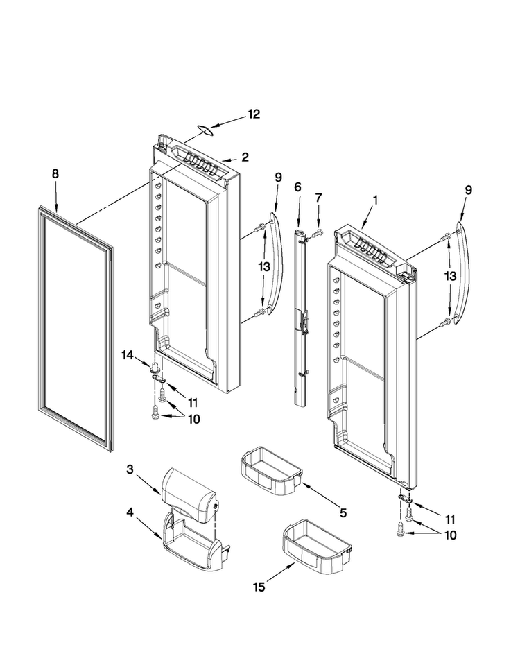 Refrigerator Door Parts Diagram and Parts List for MFD2562VEM11  Maytag Refrigerator