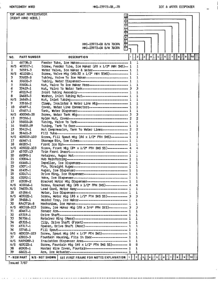 Ice And Water Dispenser Page 2 Diagram and Parts List for 23972A  Admiral Refrigerator