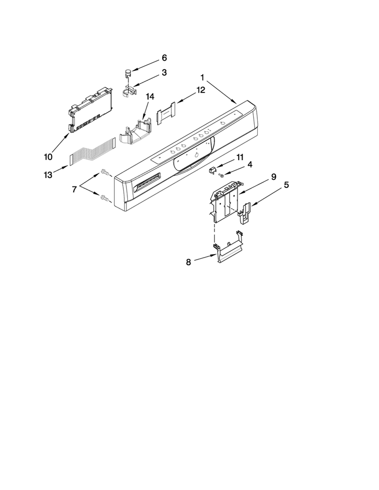 Control Panel Parts Diagram and Parts List for JDB3000AWB1  Jenn-Air Dishwasher