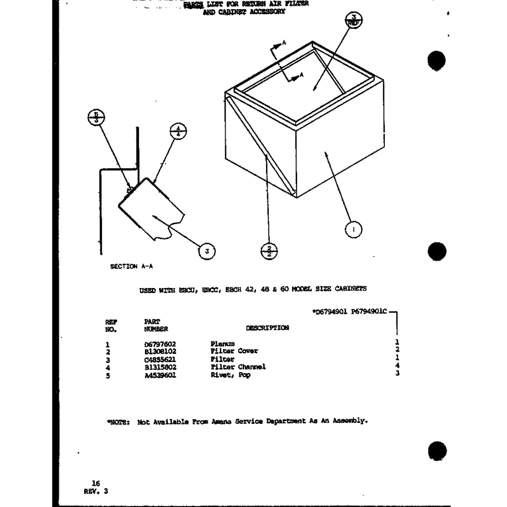 Diagram 1 Diagram and Parts List for EBCC3600MA P6752114C Amana Air Conditioner