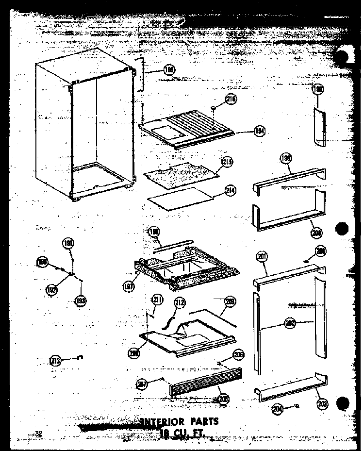 Interior Parts 18 Cu. Ft. Diagram and Parts List for T16W-P60303-8W  Amana Refrigerator
